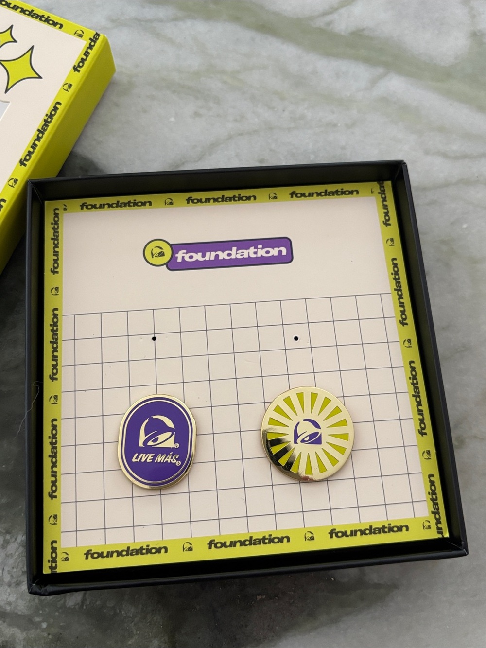 Taco Bell Foundation Enamel Pin Set - Purple & Yellow